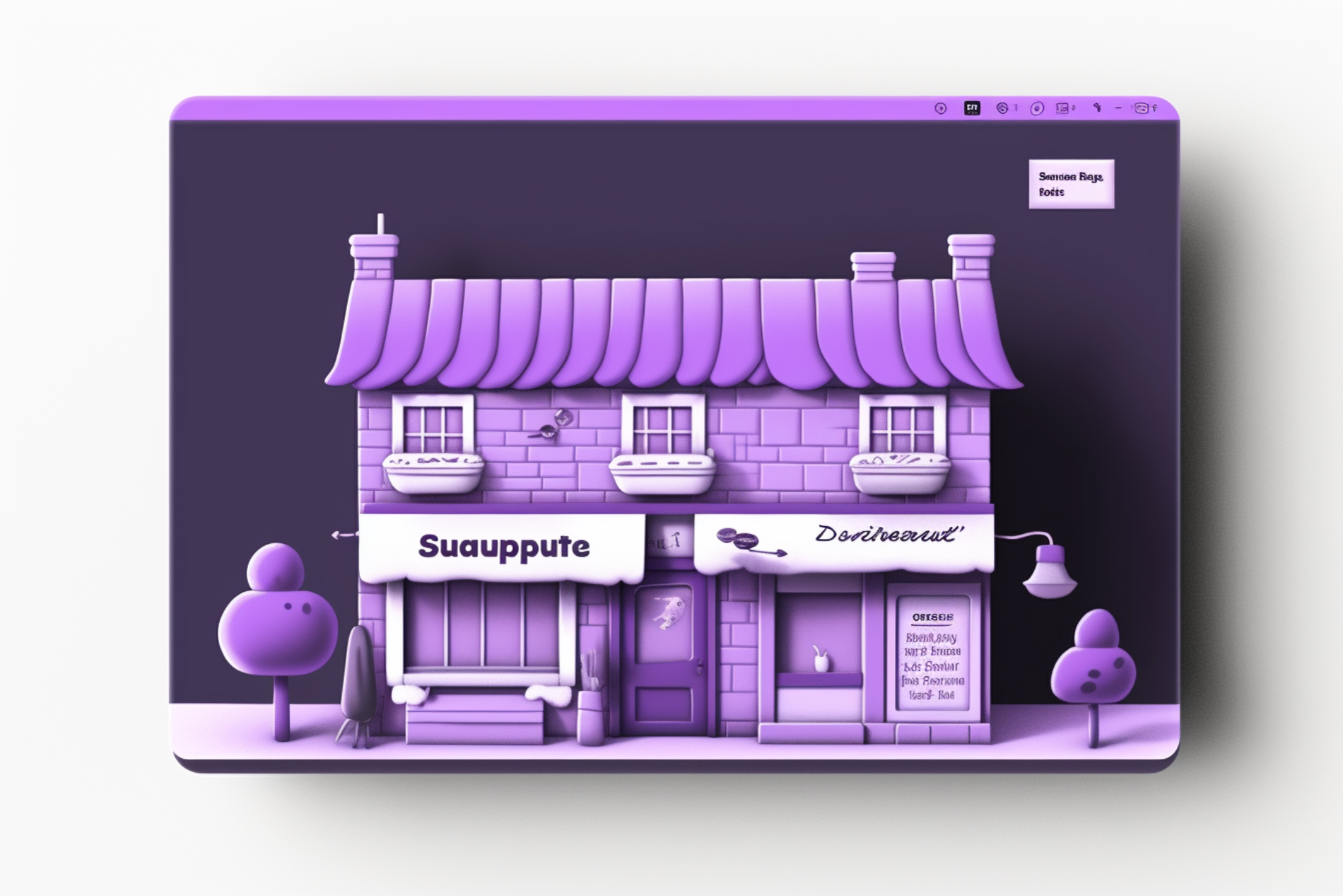 Mockup with small shop in purple color 