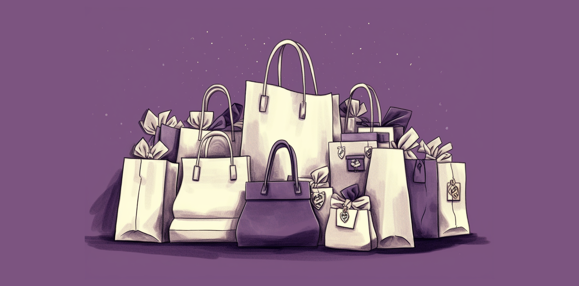 Shopping bags on purple background 